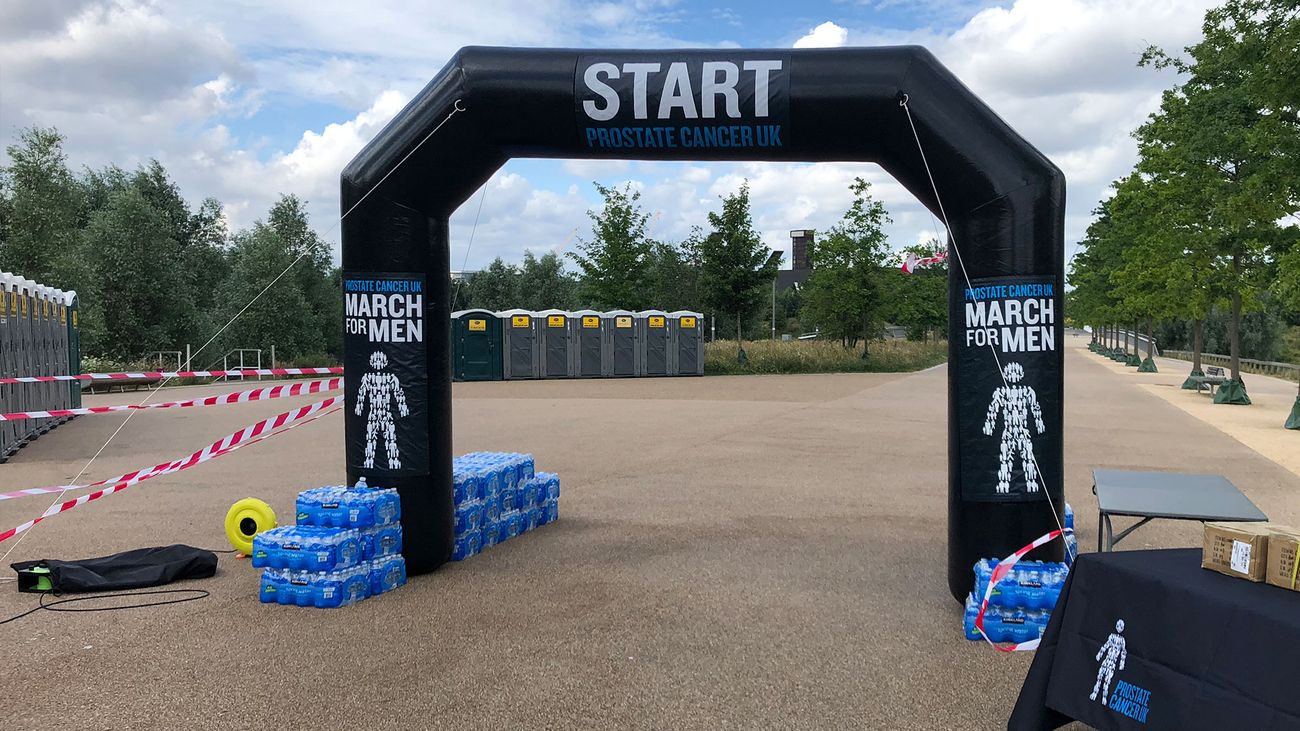 Medium trussing gantry at a charity walk start line